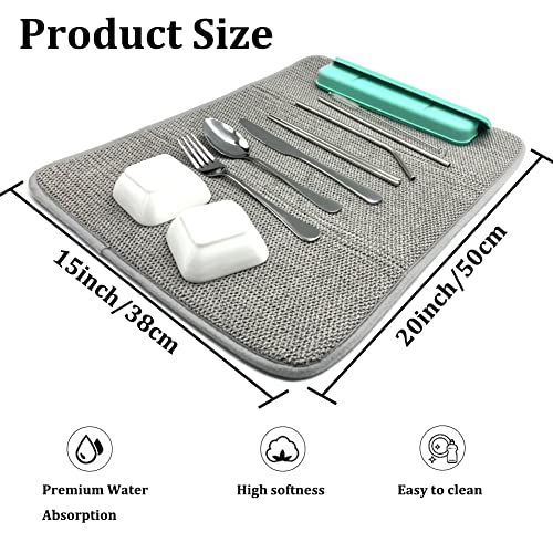 3 Pack Dish Drying Mat,Absorbent Microfiber Dishes Drainer Mats For Kitchen Counter Large Size 20 X 15 Inch,Dish Drying Pad(Beige/Grey/Blue) #TOP1