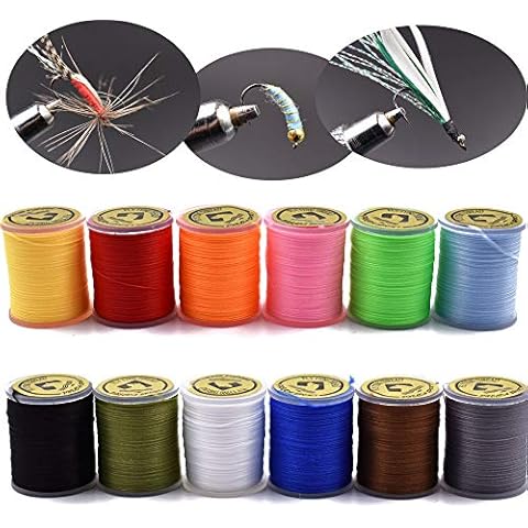 Phad Fishing 12 Colors Set 200 Deniers Elastic Fly Tying Thread Perfect for Dry Wet Flies Buzzers Streamers Fly Tying Materials Cover