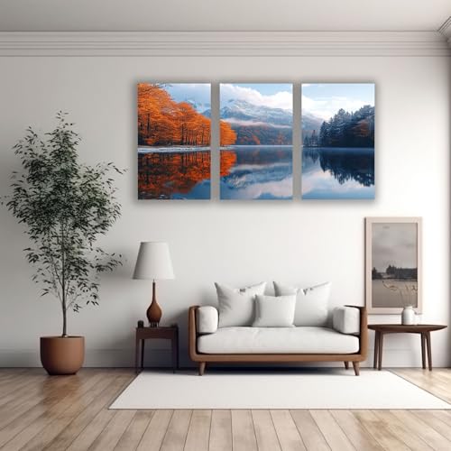 Tableau decoration murale moderne salon triptyque montagne toile