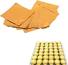 100 Pcs Candy Wrappers 8x8cm Chocolate Wrappers Sugar Wraps Square Candy Wrapping Paper Lolly Foil Wrappers Confectionary(Gold)
