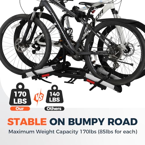 E-Bike Rack with Ramp,Foldable Hitch Mount 2 Bikes Rack for Car Truck SUV RV,Up to 5-inch Fat Tire Electric Bike Carrier Rack 1.25"-2" Hitch Receiver,170 lbs Capacity by FAHKNS - Image 8