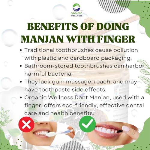 Image of ORGANIC WELLNESS Dant Manjan Tooth Powder 50 Gram Bottle II Bad Breath II Teeth Whitening (Pack of 2)