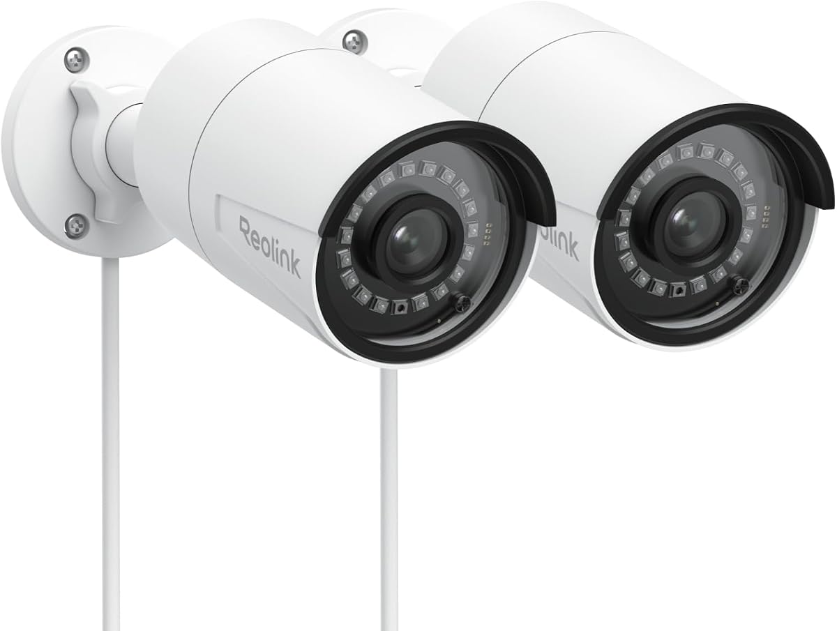 Cámara de seguridad PoE RLC-510A (paquete de 2), vigilancia del hogar de 5 MP | Detección de persona/vehículo/animal, visión nocturna por infrarrojos de 100 pies, lapso de tiempo, funciona con hogar inteligente, admite tarjeta SD de 512 GB