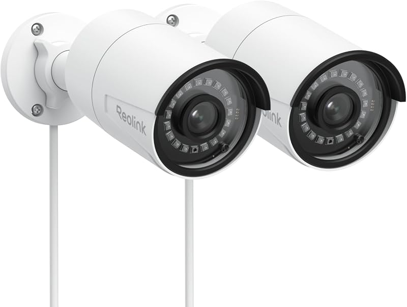 Cámara de seguridad PoE RLC-510A (paquete de 2), vigilancia del hogar de 5 MP | Detección de persona/vehículo/animal, visión nocturna por infrarrojos de 100 pies, lapso de tiempo, funciona con hogar inteligente, admite tarjeta SD de 512 GB