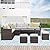 Wisteria Lane Patio Furniture Set - 7 Piece Wicker Rattan Outdoor Dining Set with Table, Chairs, Ottomans, Sectional, Grey