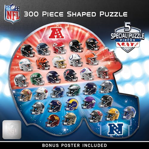 Masterpieces NFL Helmet Shaped Jigsaw Puzzle - 300 Pieces, Sports Puzzle - Age 4+