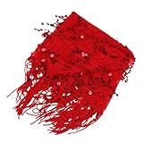 Tassle Länge: 10 cm Bauchtanz Kostüm Gold Silber Pailletten Hüfttuch Tanzbekleidung Tanztücher Hüfte Schal Belly Dance Tuch - Rot