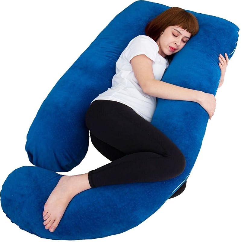 60 Inch Pregnancy Pillows for Sleeping (Blue) | Extra Large U Shaped Body Pillow, Pregnancy Pillow, Maternity Pillow for Pregnant Women with Velour Cover