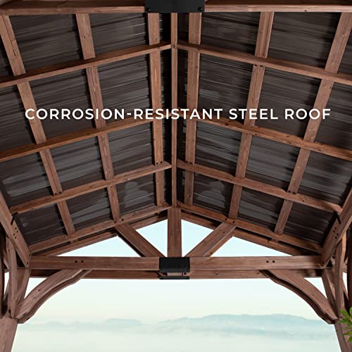 Backyard Discovery Arlington 12X10 All Cedar Gazebo, Walnut, Insulated Steel Roof, Water Resistant, Wind Resistant Up To 100 Mph, Withstand 6,391 Lbs Of Snow #TOP6