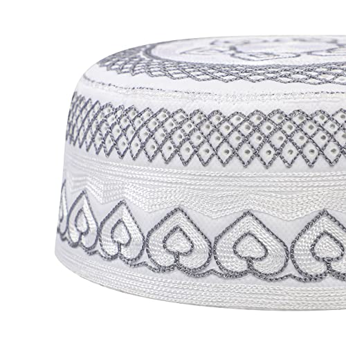 Image of Men Muslim Prayer Kufi Hat Prayer Headwear Cap Islamic Beanie Skull Cap Embroidery Kofia Topi Sun Hat