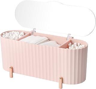 Organizador de cosméticos de Maquillaje, Almacenamiento de Almohadillas de algodón con Tapas, Pincel para Sombra de Ojos, 4 Compartimentos Accesori