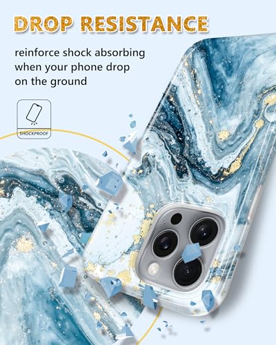 Coque iPhone 16 Pro antichoc fine en TPU souple à effet marbre bleu - 4