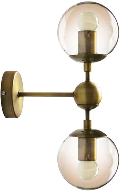 OZZKI OZZKI Wandmontage licht Romantische wandlamp Industrial Wall Lamp met wit bolglas, gouden wand sconce wandlicht met geborsteld messing afgewerkt for slaapkamer badkamer woonkamer, glazen ballenwandlic
