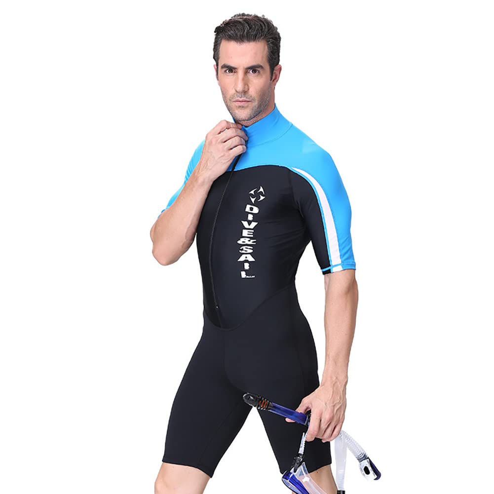 Mens One Piece Neoprene Wetsuits, Long/Short Sleeve Short Pants, for Diving, Snorkeling, Paddleboarding, Kitesurfing, Kayaking, Canoeing