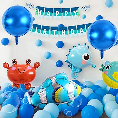 10 pcs Blue 4D balloon, 15 inch 4D Foil Mylar Sphere Balloon for Birthday Party,Wedding,Valentine\'s Day, Christmas,Baby Shower Decoration Supplies