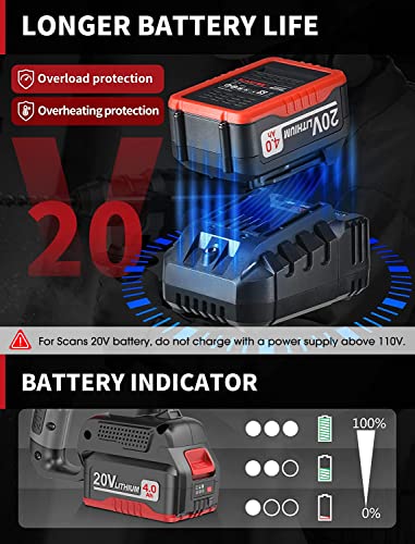Brushless Heavy Duty Rotary Hammer Drill, 20V Cordless Hammer Drill With 4.0Ah Battery/Charger, Sds Chuck, 4 Modes, Adjustable Handle, Electric Hammer Drill For Wall, Concrete, Brick, Metal, S521-1 #TOP1