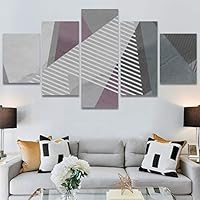 SIGNWIN 5 Panel Canvas Wall Art Modern Art Contemporary Dramatic Geometric Mixed Media Multicolor Patterns for Home Decorations Ready to Hang - 60