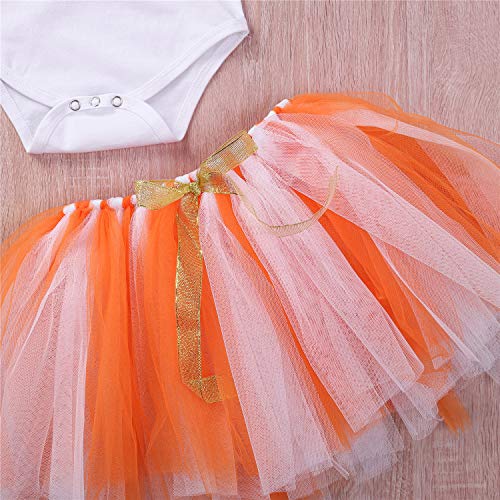 Grnshts Baby Girl Halloween Outfits 1St Birthday Pumpkin Short Sleeve Romper Top+Tutu Skirt+Leg Warmers+Headband Thanksgiving Clothes Set (Orange, 12-18 Months) #TOP5