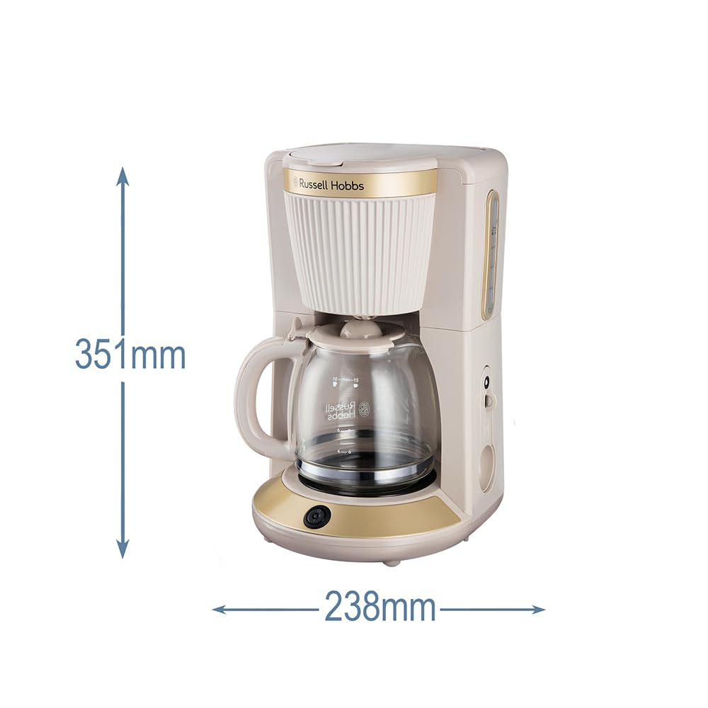 Russell Hobbs filtr ekspres do kawy [1,25 l, 1100W] Brontë Stone (technologia WhirlTech, Drip stop, Keep Warm, szklana karafka, okienko wody, funkcja przerwy i nalewania, przycisk zaparzania