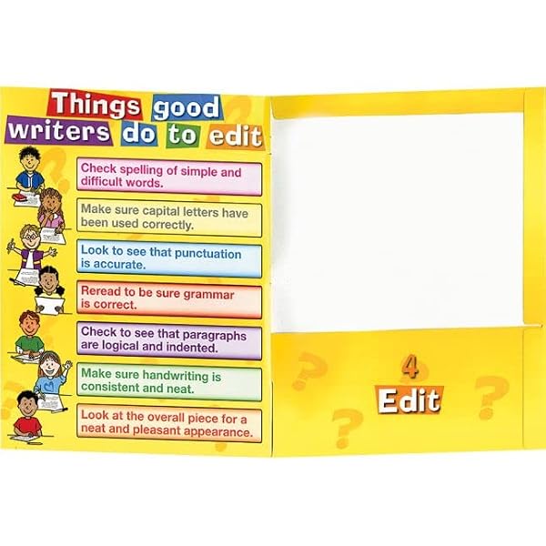 Really Good Stuff Writing Process 4-Pocket Laminated Student Folders, 9.5" by 12" (Set of 12) - Keep Students Organized and Teaches Writing Process, Store Work-in-Progress and Monitor Progression by Really Good Stuff - Image 4