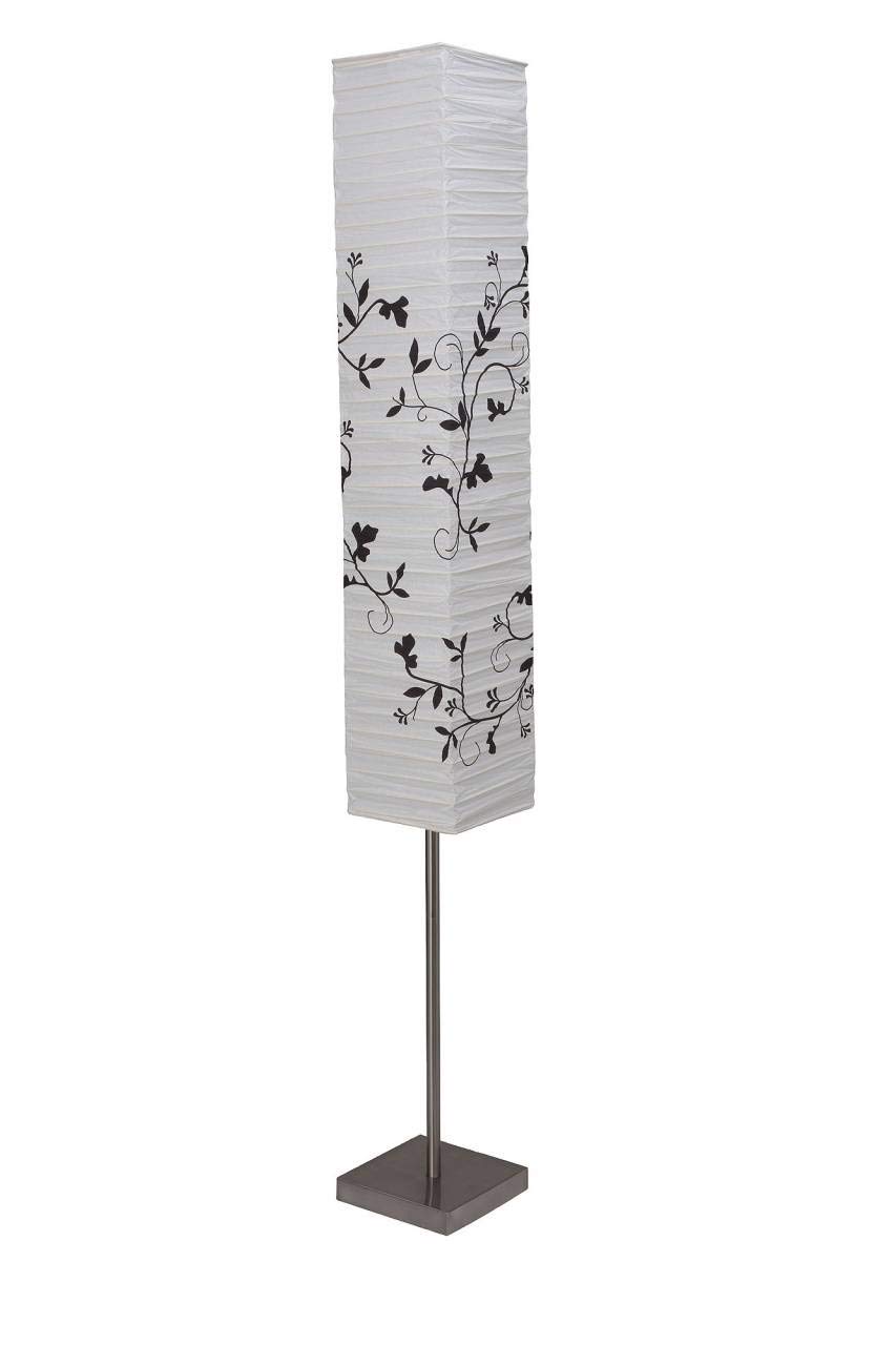 Brilliant 92603/81 Nerva - Lámpara de pie (2 bombillas E14 de máx. 40 W, metal y papel de arroz), color gris hierro y blanco
