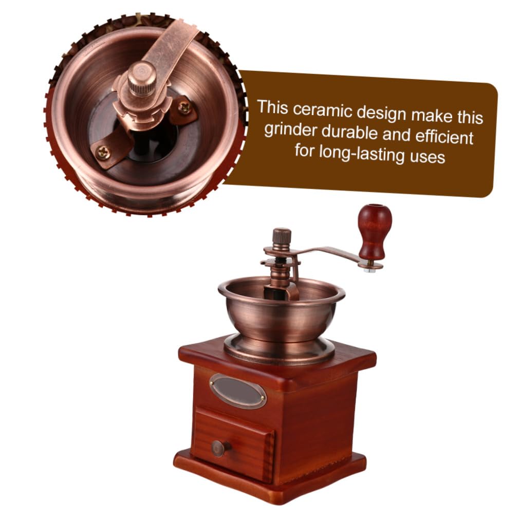 Abaodam Molinillo y Funcional Diseño Tradicional para Moler Granos Manual Cono Cerámico y Cuerpo de Madera Obsequio de Navidad de Café en Casa
