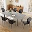 160-200cm Grey Table + 6 Black Chairs - B