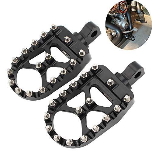 Wide Foot Pegs Motorcycle MX Rotating Custom Chopper Bobber Style Rear Footrests for Harley Dyna Sportster 883 Fatboy (Black)