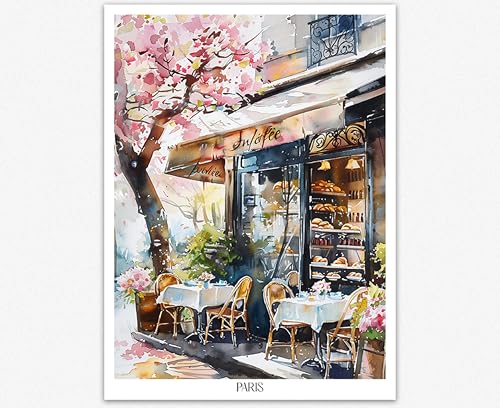 Affiche café-boulangerie Paris pour revivre la magie d'un printemps européen