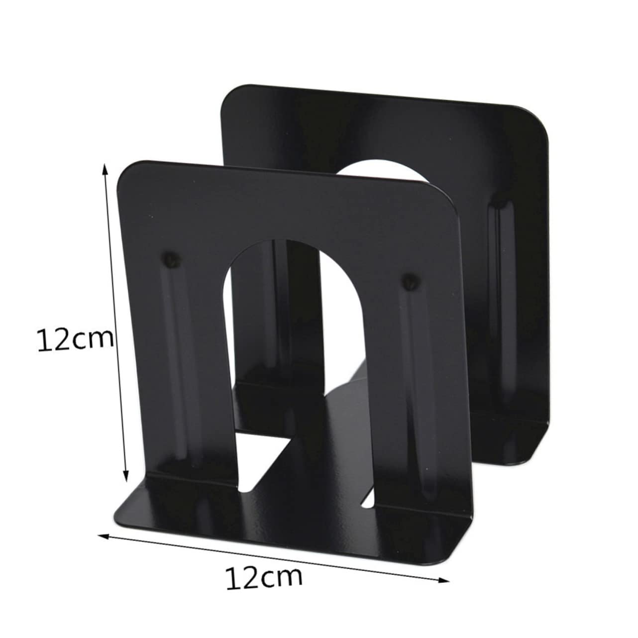 Schwarze Metall Buchstützen 6 Stück-Pack rutschfest für Regale | Bücher und Cds, Büro oder Bibliothek, Schützt Flächen vor Kratzern, Einfache Moderne Optik