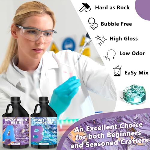 RDDAIPE Epoxidharz Set 4L/135.2oz, Epoxy Resin, Epoxyd-Harz Set, 1: 1 Kunstharz Gießharz, Ungiftig, Transparent, Schnellhärtend, Epoxid Harz für Holz, Schmuck, Art Craft, Formen,Untersetzer,Anfänger