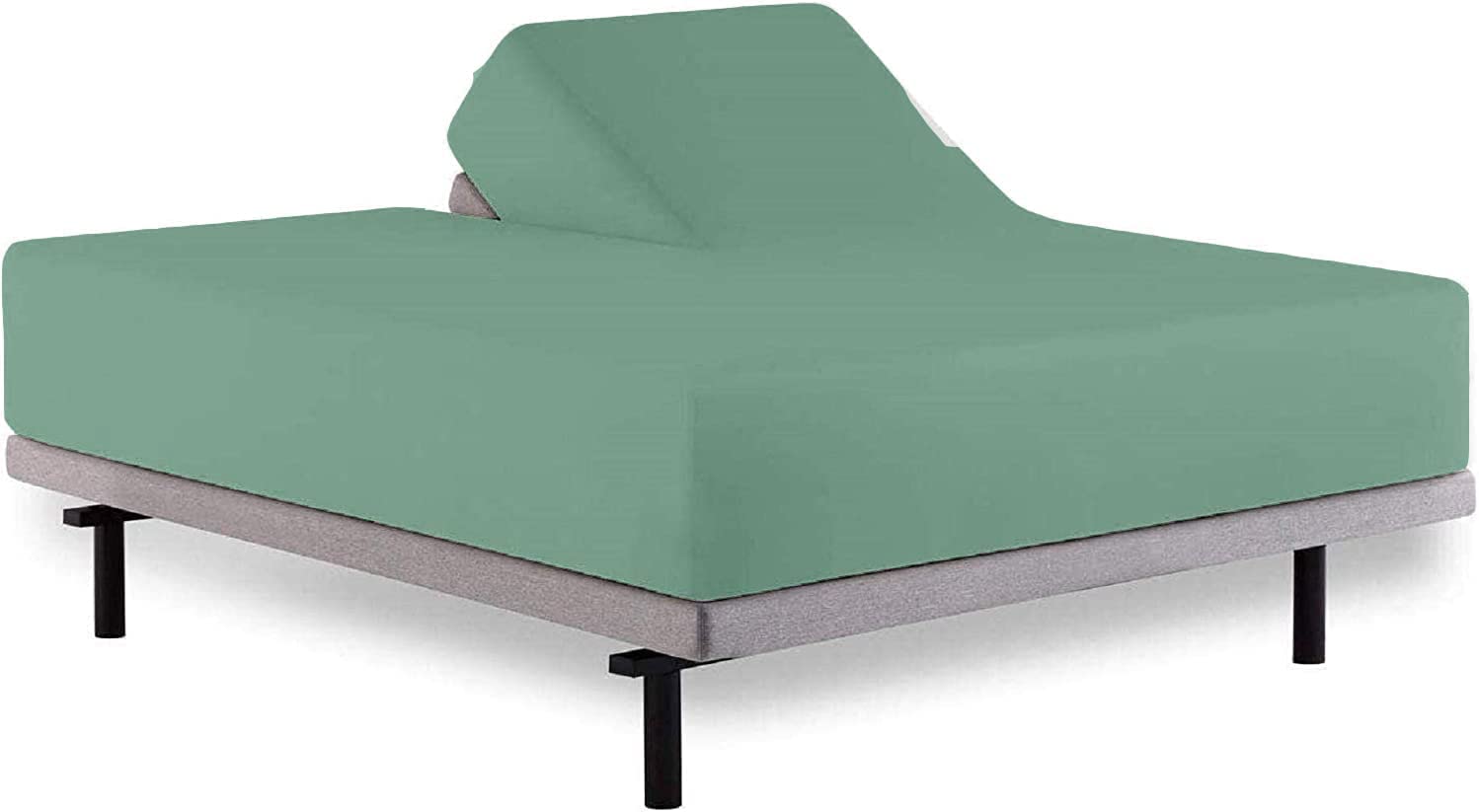 Top Split Head Flex-King Size, Pistachio Green Solid Cotton Bed Sheet 15" Deep Pocket 34" Split from Top Split Head Flex-Fitted Sheets.