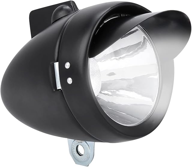 DAUERHAFT Bicycle Front Headlight,5.9 * 3.9 * 3.5in LED Super Clear Light Bike Headlight,Shell Retro Black Bike Head Light with Visor,Safety & Easy Mount Cycling Front Light for Road Mountain Cycling