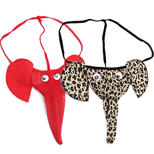 Männer Sexy String Elefanten Thong für Herren Unterwäsche Pouch Slips Lustige G-String Mankini Unterhosen 2 Stück 2 Stück Rot+Leopard Männer Sexy String Elefanten Thong für Herren Unterwäsche Pouch Slips Lustige G-String Mankini Unterhosen 2 Stück 2 Stück Rot+Leopard