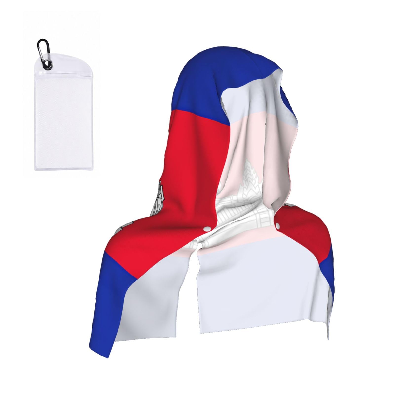 DUWAA Cambodia Flag Print Cooling Hooded Sports Towel, 30×60cm Quick Drying Summer Cool Head Wrap For Neck And Face