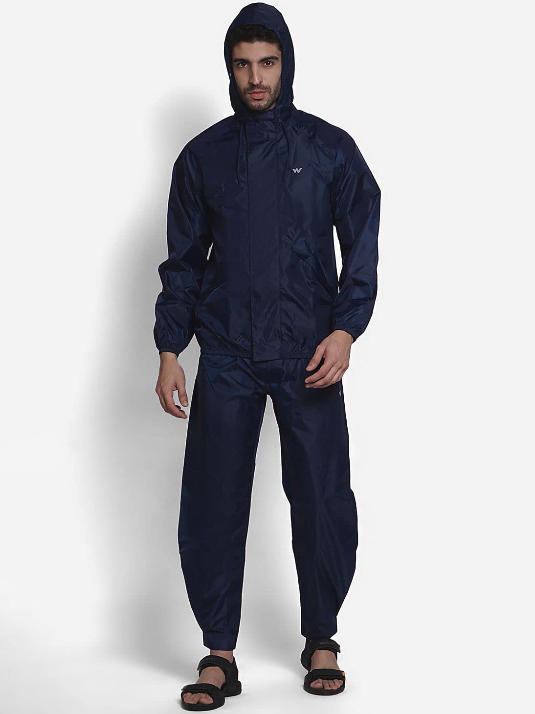 Wildcraft Men Polyester Waterproof Casual Style Rain Jacket Suit (Navy) (X-Large), Blue