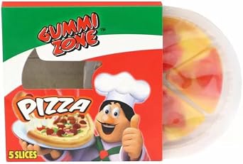 Bobzo Pizza-Shaped Gummy Candy – Fun & Unique Sweets with Gummy Bear & Fruit Toppings, 5 Flavorful Slices Per Pack, Dairy-Free, Nut-Free, Kids’ Party Treats & Gift Idea, 24 x 21g