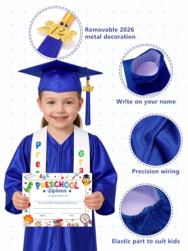 QZYL Preschool Graduation Cap and Gown Set, Unisex Kindergarten Graduation Outfit with Stole 2026Tassel and Certificate — view 5