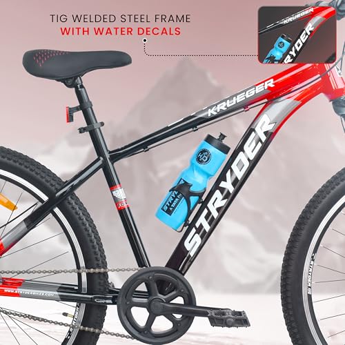 Image of Stryder 27.5T Krueger Mountain Cycle for Men & Women with Front Suspension and Dual Disc Brake | Single Speed Cycle - Ideal for 12+ Years (Frame: 18 Inches) (Black::Red)