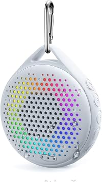 Shower Speaker IP67 Waterproof Bluetooth Speaker, Portable Bluetooth Speaker with Enhanced Bass and Built-in Mic, Mini Bluetooth Speaker with Compact Size for Home Outdoor Travel White