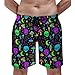 Meaudiwes Fashion Beach Short for Men Trippy Moon Skulls Mushrooms Board Shorts with Pockets Elastic Waist Drawstring Swim Trunks (3XL)