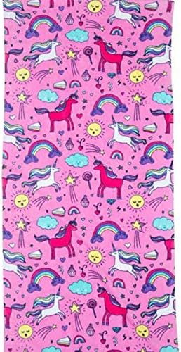 Lightning Bug Pink Unicorn Rainbow Sky Beach Towel Cotton Velour 28 X 60