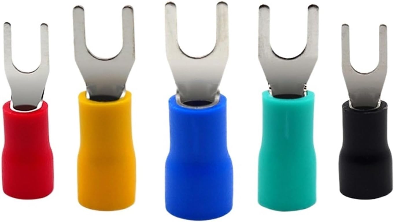 SV5.5-4 5 6 8 wire end terminal fork U terminal connector voltage terminal 12-10 AWG 4-6mm wire and cable (Color : Green 25PCS, Size : SV5.5-4)