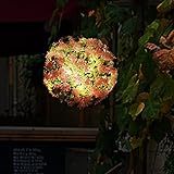 Hanging Solar Powered Lantern Lights Outdoor Waterproof Flower Ball LED Garden Decorative Lights Solar Chandelier Outdoor Hanging for Gazebo Front Yard Patio Porch Balcony Bar Tree Christmas Decor
