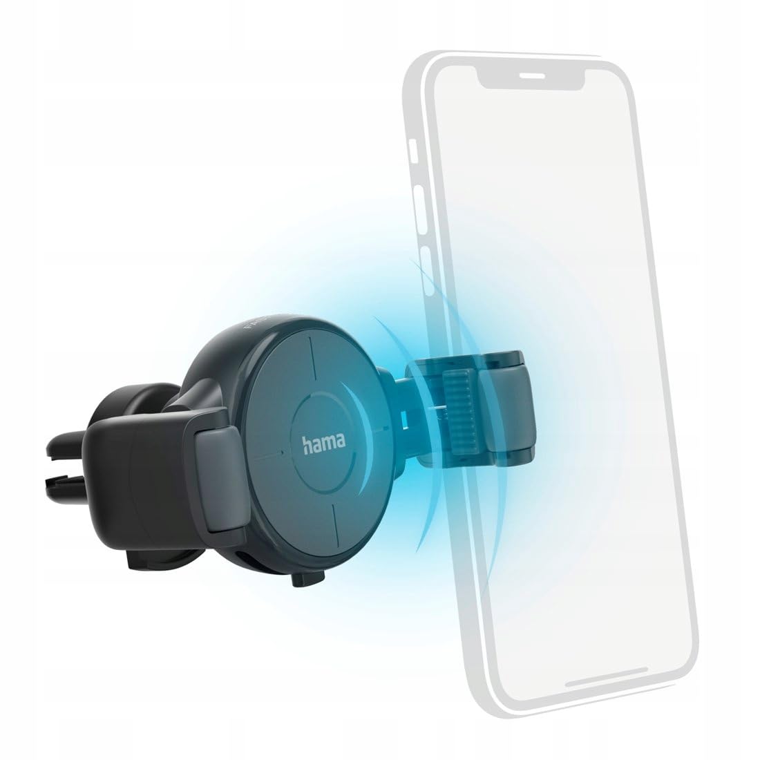 Hama uchwyt samochodowy indukcyjny na telefon (bezprzewodowa ładowarka wireless, 10 W, do kratki wentylacyjnej, do auta) czarny