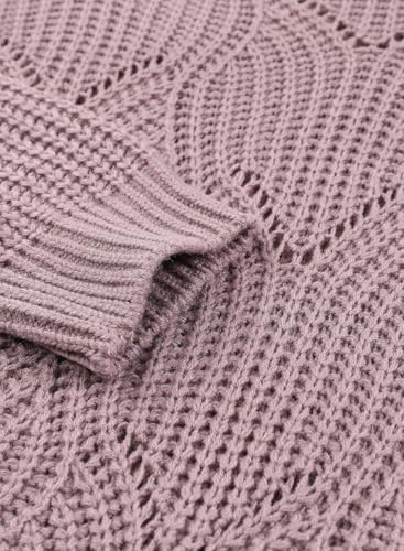 Image of Dokotoo Womens Sweaters 2026 Crewneck Cute Elegant Soft Long Sleeve Hollow Cable Knit Pullover Tops