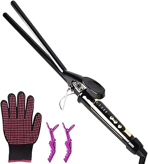 Small Curling Iron,3/8 inch Long Barrel Styler Curling Wand for Long Hair,9MM Tiny Hair Curler Instant Heat with Dual Volt...