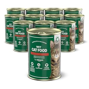 by Amazon Getreidefreies Katzennassfutter, Dose, Rindfleischstücke in Gelee, 12 x 405 g