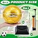 Hiboom Gold Autograph Soccer Ball with Display Stand Air Pump for Trophies Anniversary High School College Coaching Gift Awards Championship Party(4 Pcs,Size 4)