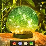 Outdoor Waterproof IP65 Solar Globe Lights, Led Solar Light Balls for Lawn Garden Patio Table Art Decoration, Yard Landscape Illuminated Cracked Glass Sphere Gazing Ball Lights, Round Ornaments Orbs